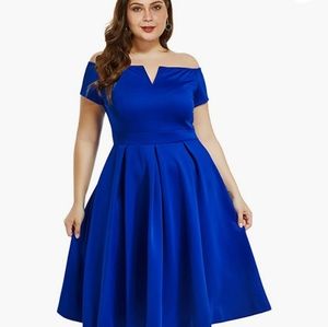 Blue dress xxl with gold zipper